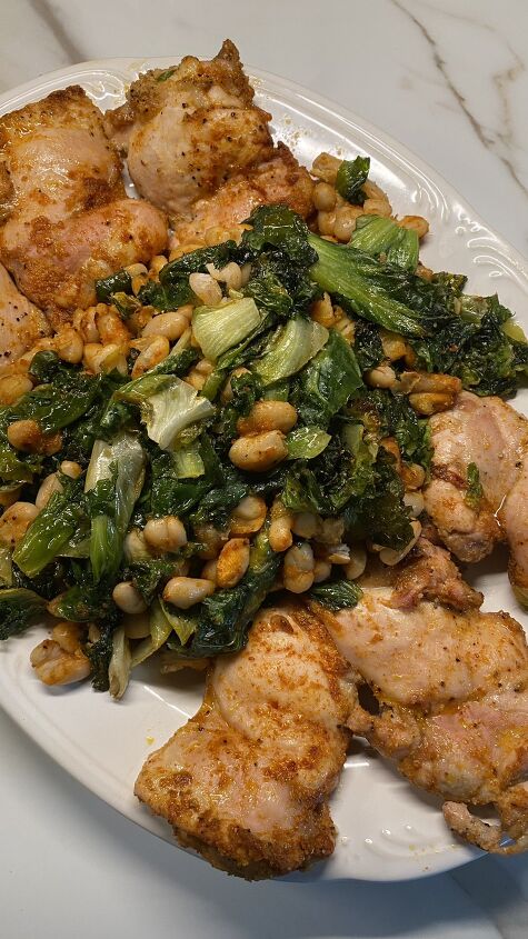 chicken thighs with white beans and escarole recipe