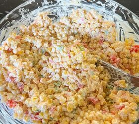 creamy jalapeno corn casserole recipe easy vegetable side dish, Mixing ingredients for jalapeno corn casserole in a mixing bowl
