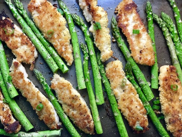 one pan baked chicken and asparagus with parmesan
