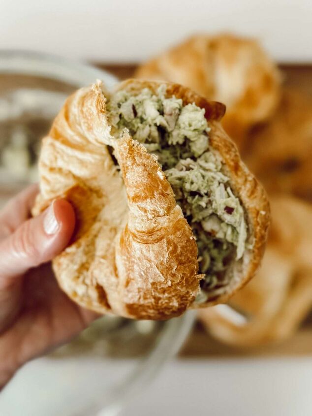 picnic foods for date night, Avocado chicken salad sandwiches on croissants