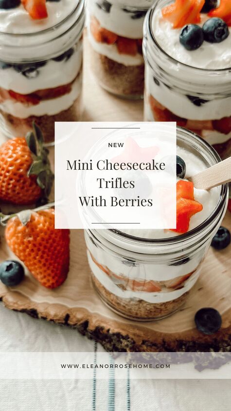 mini cheesecake trifle with berries, Summer treat that includes cheesecake berries and graham crackers