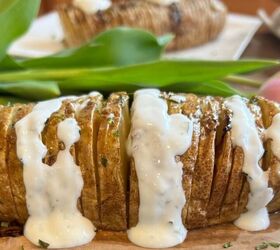 easy meatless white spinach lasagna, Air Fryer Hasselback Potato wit Ranch dressing