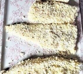 best baked parmesan and panko crusted cod recipe, cod fish fillets on cooking sprayed baking sheet