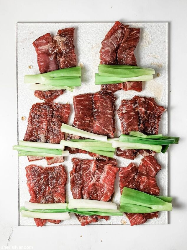make this easy beef scallion negimaki recipe tonight, flank steak strips with scallions