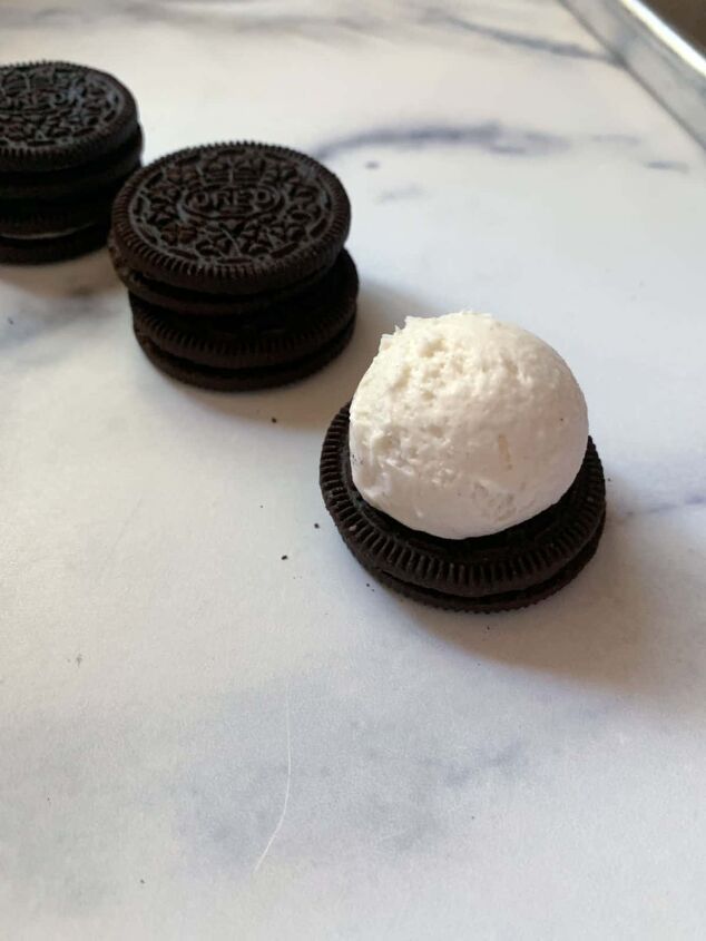 chocolate covered ice cream bites with oreos, All done