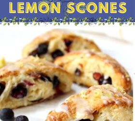 blueberry scones with lemon glaze, A pinterest pin for blueberry lemon scones with white icing