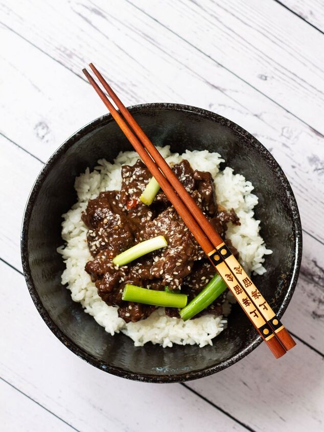crispy shredded chilli beef tastier than takeaway, A bowl of Spicy Instant Pot Mongolian Beef