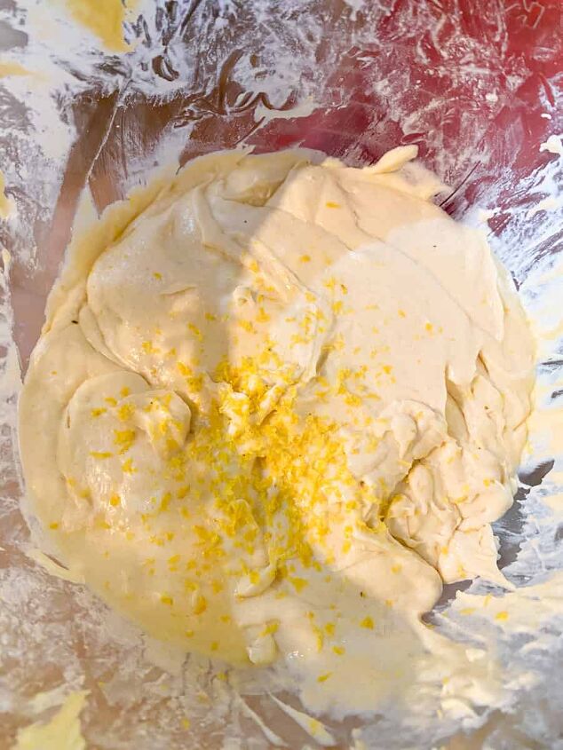 mini lemon bundt cakes, creamy lemon bundt cake batter ready to be baked