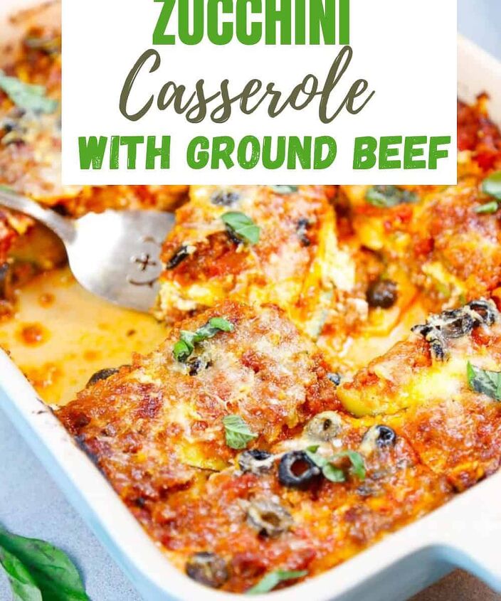 zucchini casserole with ground beef, Pinterest image for zucchini casserole