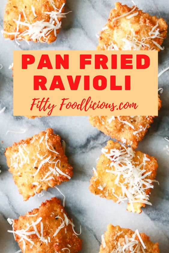 how to make pan fried ravioli easy pasta recipe, Pinterest image of pan fried ravioli