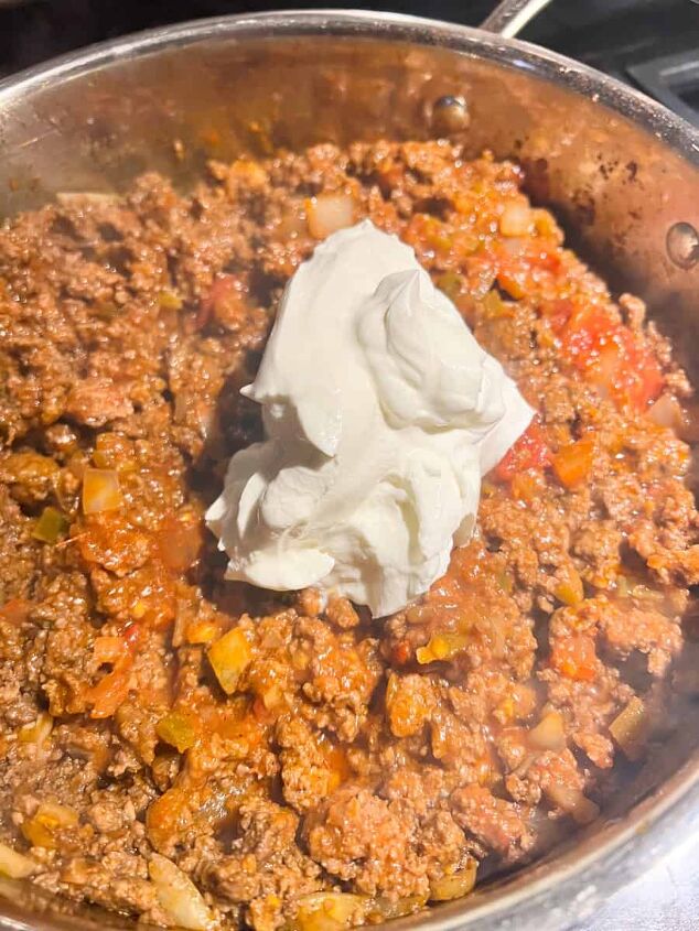 dorito casserole with ground beef, Adding sour cream brings out a lovely flavor
