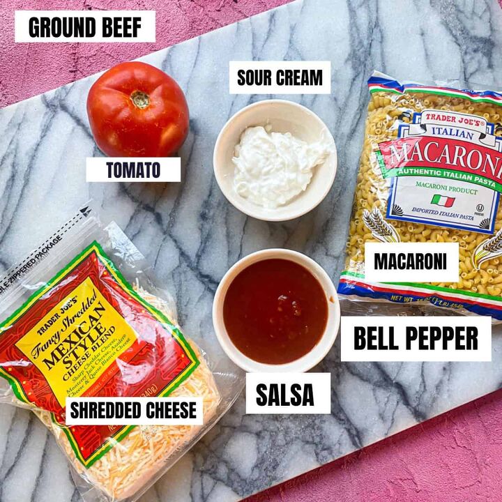 taco pasta casserole, All the ingredients you need for taco pasta casserole