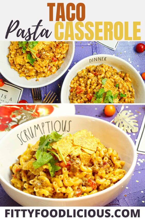 taco pasta casserole, Pinterest image for taco pasta casserole