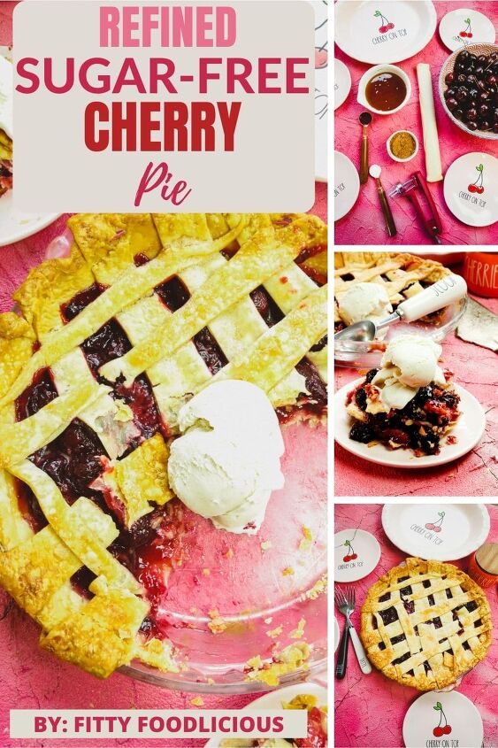 refined sugar free cherry pie, Pinterest image of refined sugar free cherry pie
