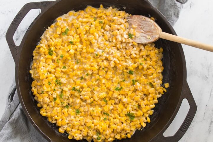 cast iron skillet corn recipe, a cast iron skillet with corn in it