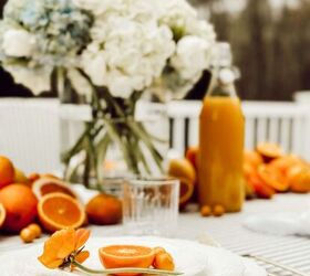 orange crescent rolls, A hydrangea tulip centerpiece for a spring table for mom
