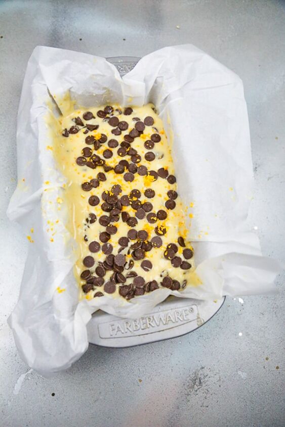 chocolate orange loaf cake, orange vibrant chocolatey cake batter with orange zest for chocolate loaf cake easy
