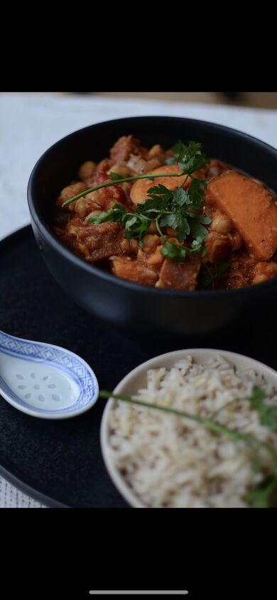 sweet potato chickpea peanut and red pepper stew