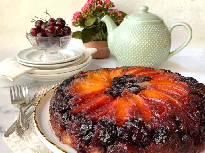 apricot cherry upside down cake, A showstopper upside down apricot cake