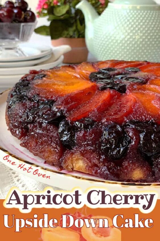apricot cherry upside down cake, Pinerest pin for apricot cake