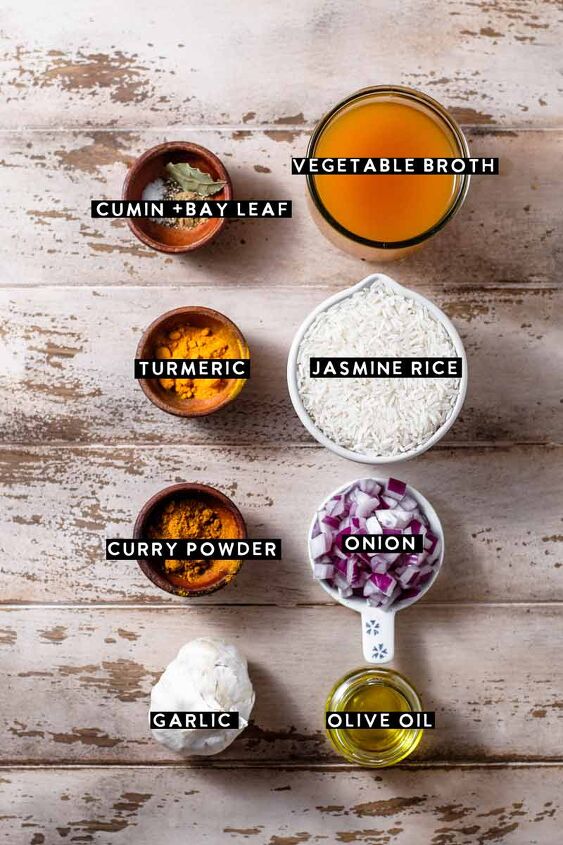 ingredients for the turmeric rice