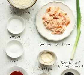 crispy rice with spicy salmon or tuna, Crispy Rice with spicy salmon or tuna ingredients