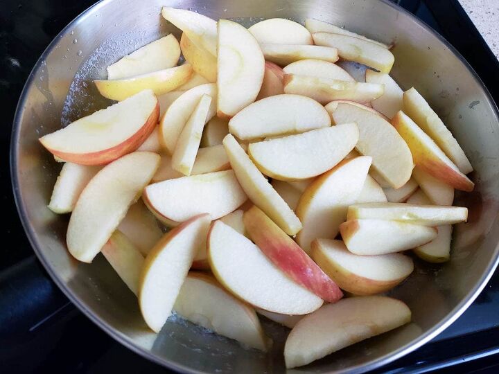 southern style cinnamon fried apples, into the frying pan