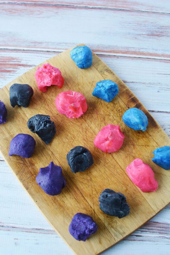 mini space cookies how to make galaxy shortbread bites, Balls of colored dough