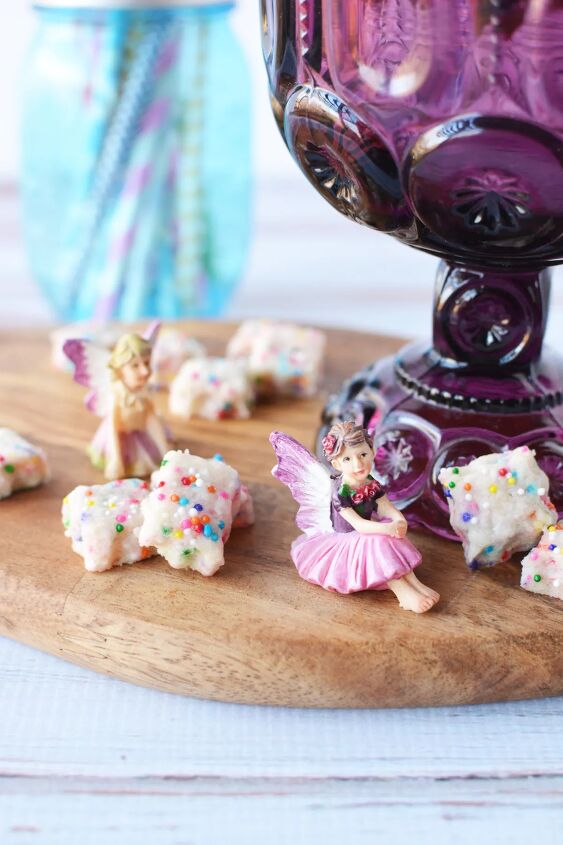 adorable fairy shortbread bites 100 mini cookies, Little shortbread cookies next to a purple chalice and a fairy