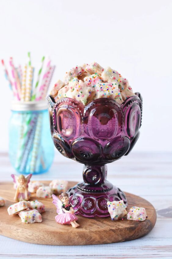 adorable fairy shortbread bites 100 mini cookies, Purple mug filled with fairy shortbread cookies with rainbow nonpareils