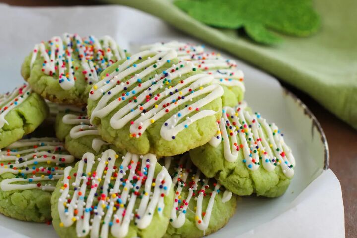 Lime cookies in a pile on a plate