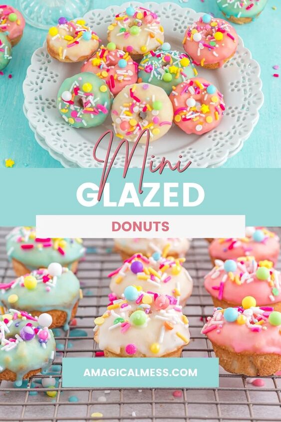 bright and delicious mini donuts with colorful glaze little fairy do, Colorful mini donuts on a cooling rack and on a plate