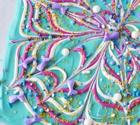 sparkly mermaid bark candy for an easy under the sea sweet, Swirled and sparkly mermaid bark candy on a sheet