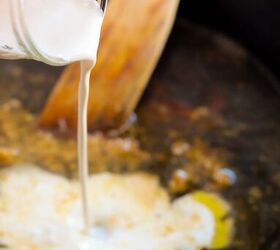 marry me chicken the perfect recipe for a delicious and hearty dinner, Pouring heavy cream into a skillet