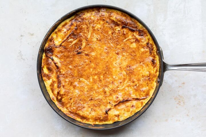 ham and cheese frittata, broiled frittata in pan