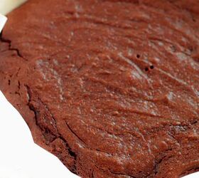 mocha dark chocolate fudgy brownies recipe, Baked brownies in a baking dish