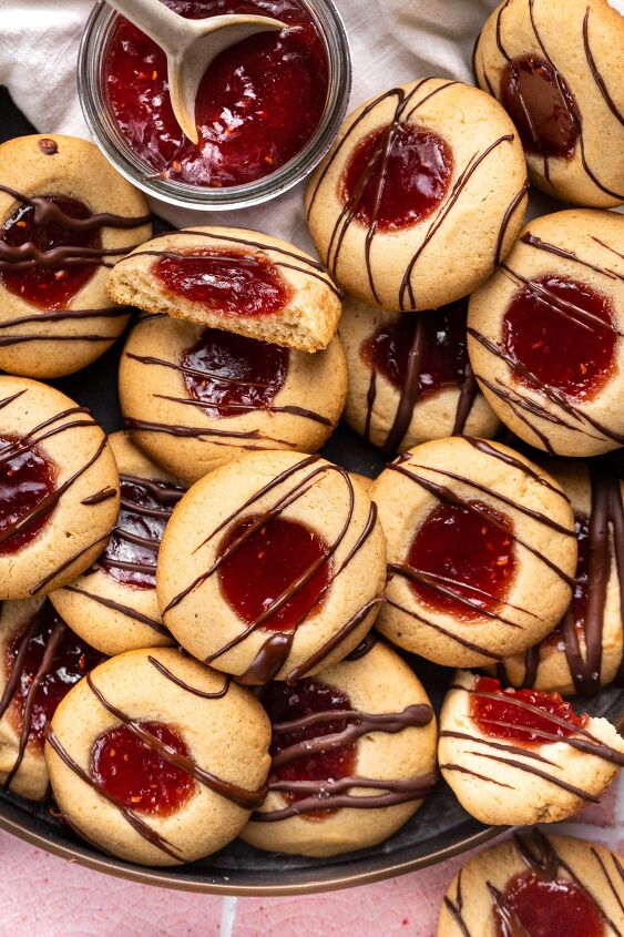 paleo raspberry thumbprint cookies, These cookies are crumbly sweet and so delicious