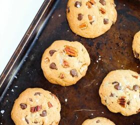 rich and nutty brown butter bourbon cookies, Cookies on a baking sheet