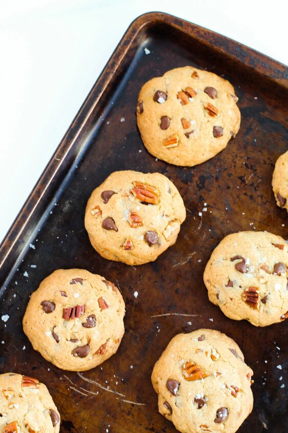 rich and nutty brown butter bourbon cookies, Cookies on a baking sheet