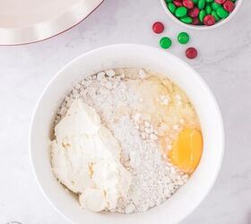 easy christmas sugar cookie pie recipe, Sugar cookie mix and egg in a mixing bowl