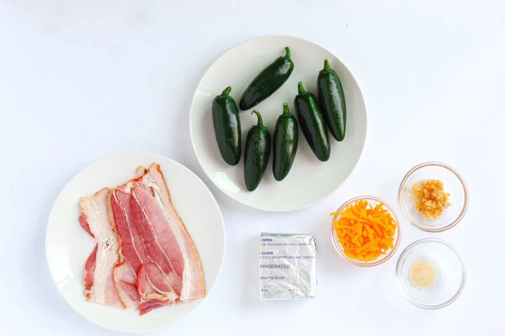 easy bacon jalapeno poppers appetizer, Bacon jalepenos cream cheese and other ingredients for poppers