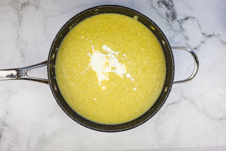 cream of leek and green garlic soup, Puree then whisk in cream