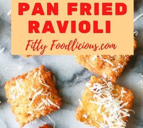 how to make pan fried ravioli easy pasta recipe, Pinterest image of pan fried ravioli
