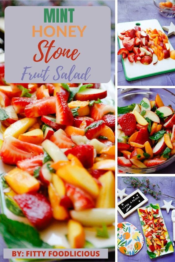 mint honey stone fruit salad, mint honey stone fruit salad