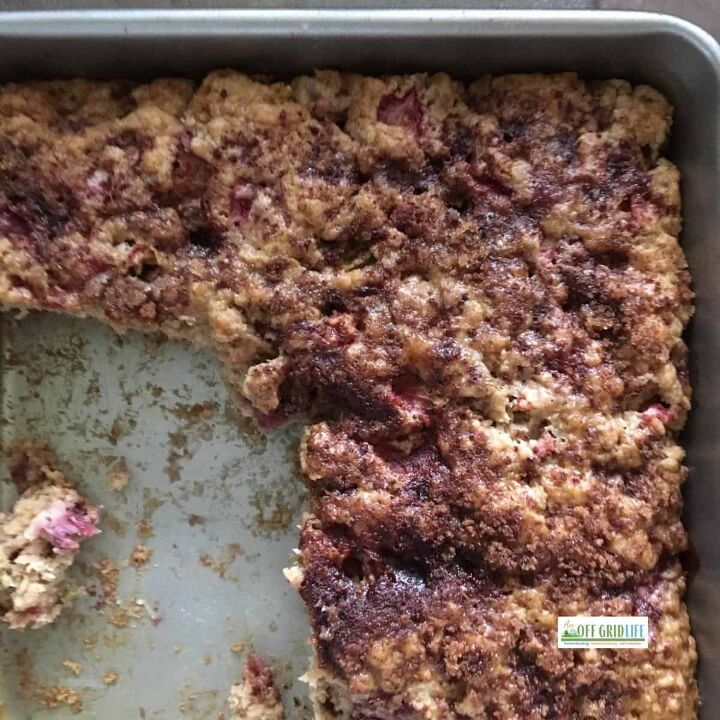 strawberry rhubarb coffee cake without milk, When your kids start eating the rhubarb coffee cake before you can get a good pic for your blog