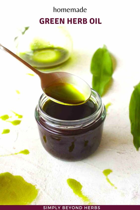 how to make green herb oil, making green herb oil