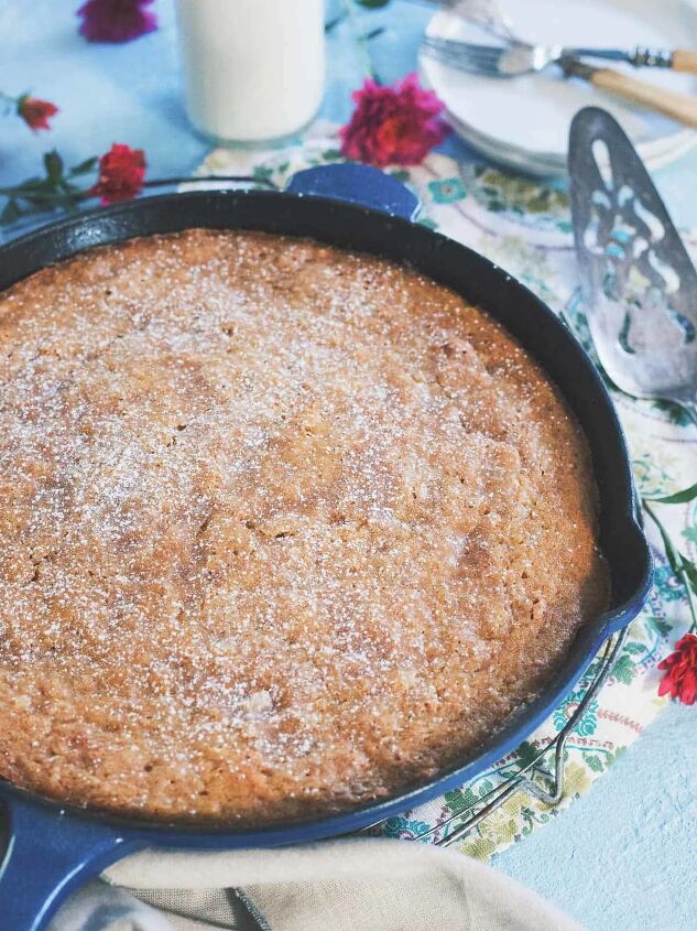 applesauce raisin skillet cake, Made with applesauce golden raisins and apple cider this easy skillet cake is the quintessential fall dessert