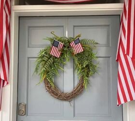 how to make the best nicoise salad, How to Decorate a Beautiful Patriotic Front Porch flag bunting wreath small flags front door transom window