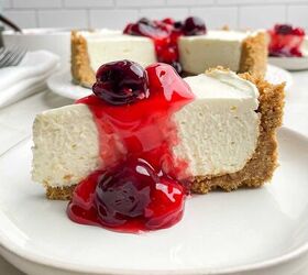 no bake strawberry pie with jello, piece of no bake cheesecake with cherry topping