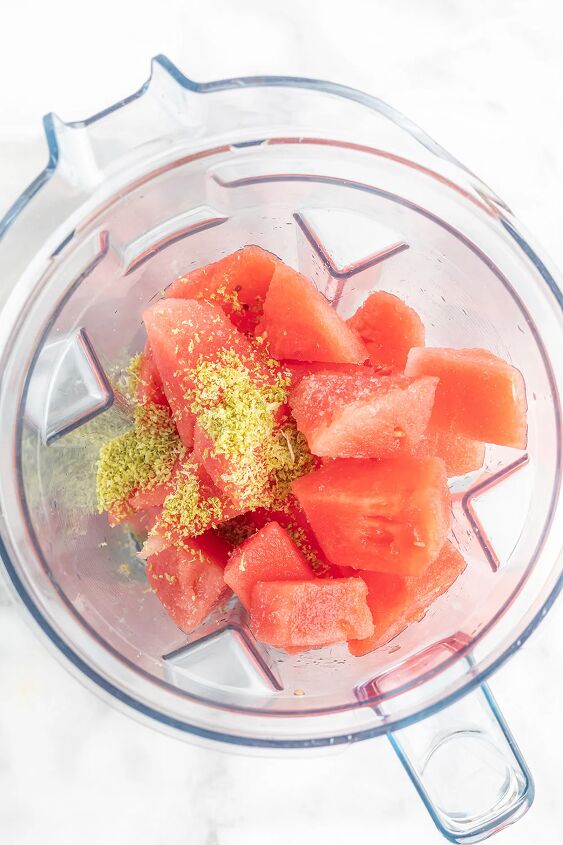 watermelon lime granita, Watermelon and lime zest in a blender